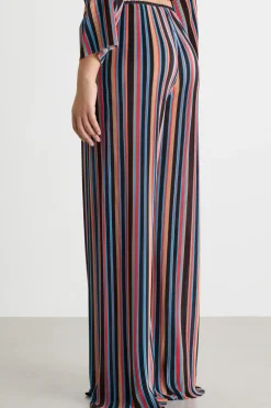 Pantaloni in jersey plissé - Nero Blu Rosa