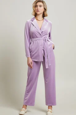 Pantaloni in jersey velluto - Lilla