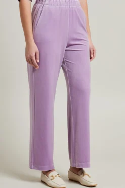Pantaloni in jersey velluto - Lilla