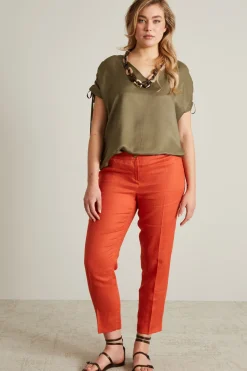Pantaloni in lino - Arancio