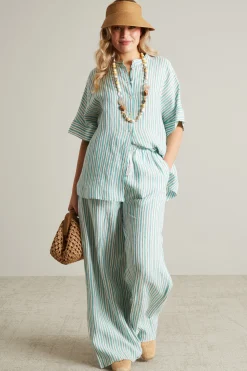 Pantaloni in lino - Bianco Blu