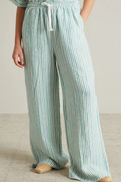 Pantaloni in lino - Bianco Blu