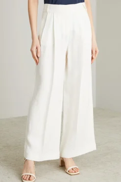 Pantaloni in lino con pieghe - Bianco