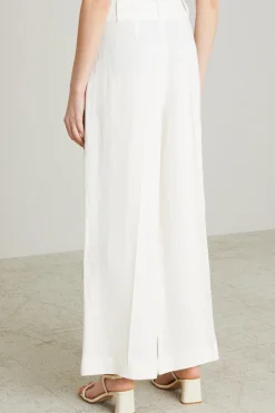 Pantaloni in lino con pieghe - Bianco