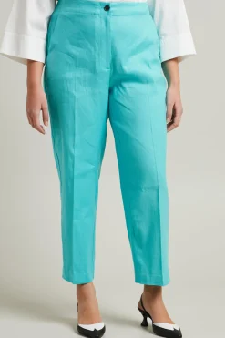 Pantaloni in lino e cotone - Verde Acqua