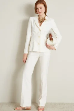 Pantaloni in lino effetto denim - Bianco
