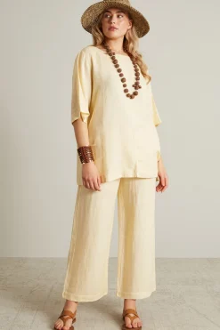 Pantaloni in lino - Giallo