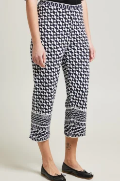 Pantaloni in maglia jacquard - Blu Bianco