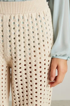 Pantaloni in maglia traforata - Avorio