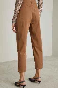 Pantaloni in misto cotone - Caramello