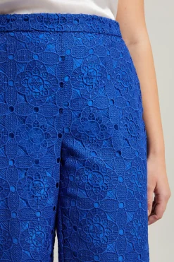 Pantaloni in pizzo macramè - Blu