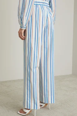 Pantaloni in popeline - Blu Arancione Bianco