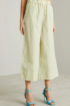 Pantaloni in popeline di cotone - Giallo Bianco
