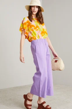 Pantaloni in popeline di cotone - Lilla