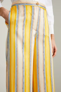 pantaloni in raso a righe - Giallo Celeste