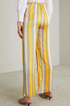 pantaloni in raso a righe - Giallo Celeste