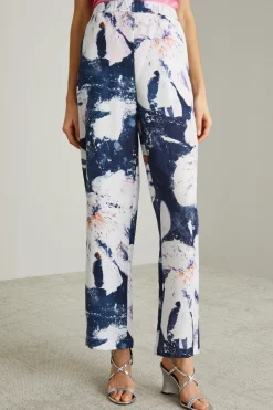 Pantaloni in seta a fantasia - Blu Bianco