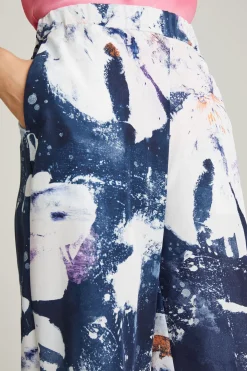 Pantaloni in seta a fantasia - Blu Bianco