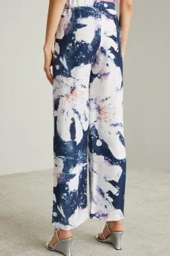 Pantaloni in seta a fantasia - Blu Bianco