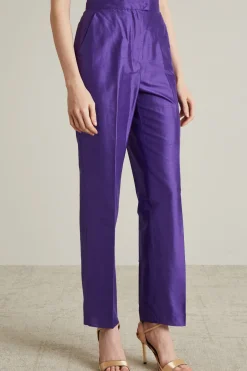 Pantaloni in shantung id seta - Viola