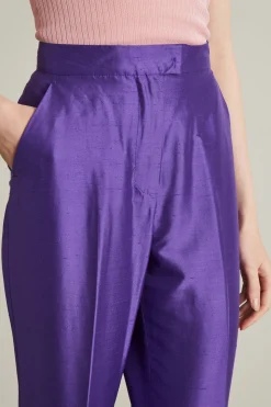 Pantaloni in shantung id seta - Viola
