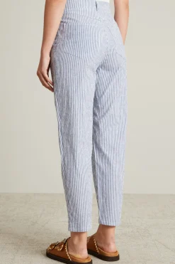 Pantaloni in tela seersucker - Azzurro