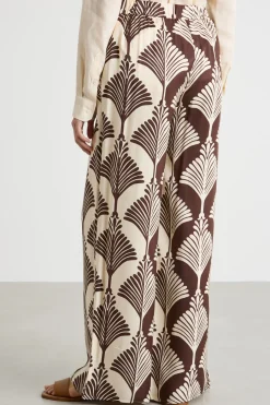 Pantaloni in twill a fantasia - Marrone Bianco