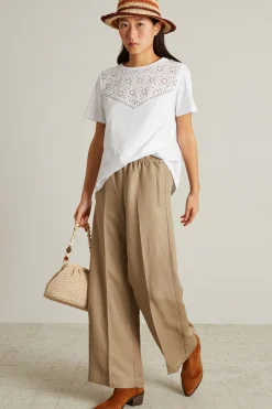 Pantaloni in twill di lino - Beige