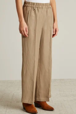 Pantaloni in twill di lino - Beige