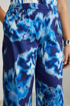Pantaloni in twill stampato - Blu Azzurro Bianco