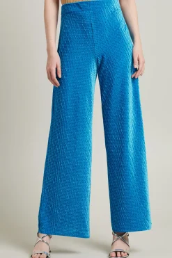 Pantaloni in velluto texturizzato - Azzurro