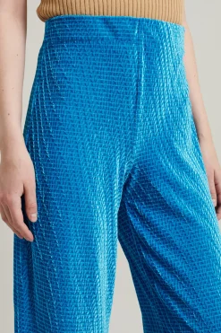 Pantaloni in velluto texturizzato - Azzurro