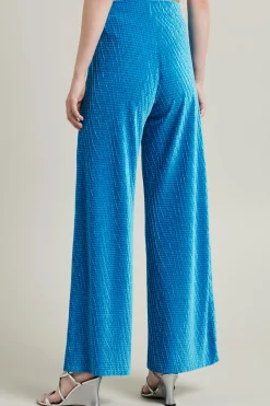 Pantaloni in velluto texturizzato - Azzurro