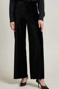 Pantaloni in velluto texturizzato - Nero
