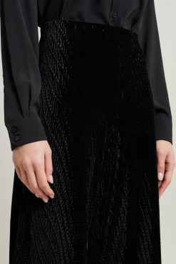 Pantaloni in velluto texturizzato - Nero