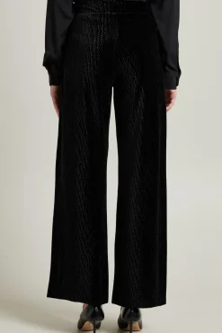 Pantaloni in velluto texturizzato - Nero
