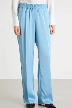 Pantaloni jogger in raso - Azzurro