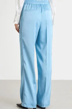 Pantaloni jogger in raso - Azzurro
