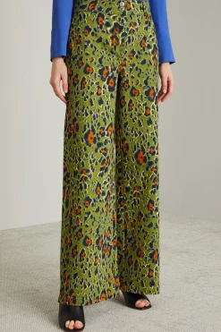 Pantaloni morbidi in drill - Verde Animalier