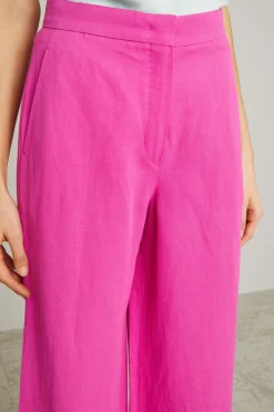 Pantaloni morbidi in misto lino - Fuxia