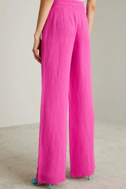 Pantaloni morbidi in misto lino - Fuxia
