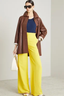 Pantaloni morbidi in misto lino - Giallo