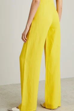 Pantaloni morbidi in misto lino - Giallo