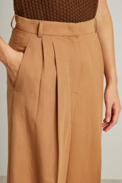 Pantaloni over in misto lino - Cammello