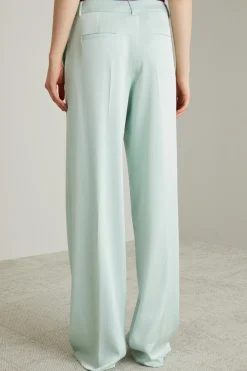 Pantaloni palazzo in enver satin - Acqua Marina