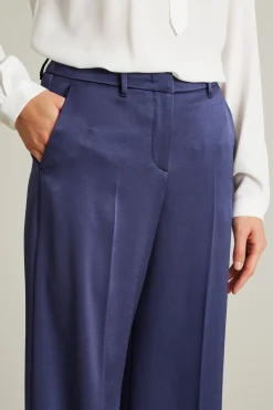 Pantaloni palazzo in enver satin - Blu