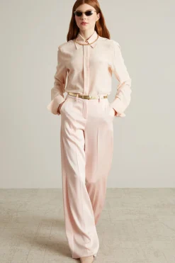 Pantaloni palazzo in enver satin - Rosa Chiaro