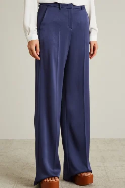 Pantaloni palazzo in raso - Blu