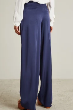 Pantaloni palazzo in raso - Blu