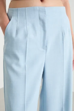 Pantaloni palazzo in tela - Azzurro